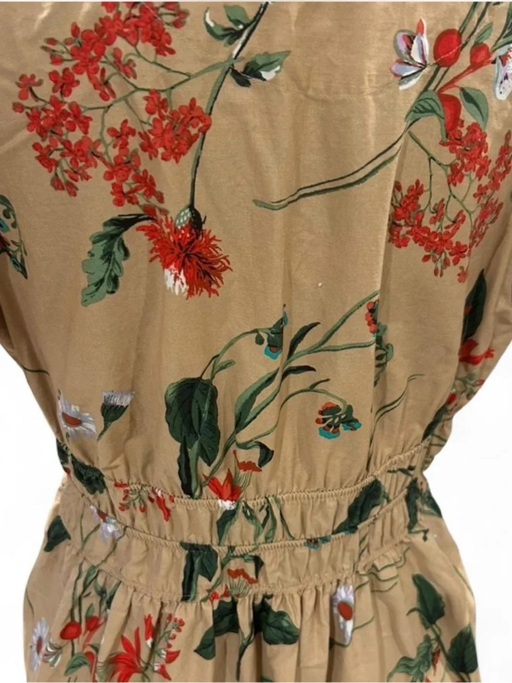 Anthropologie Floral Tiered Maxi Dress in Tan and Green - Picture 4 of 6